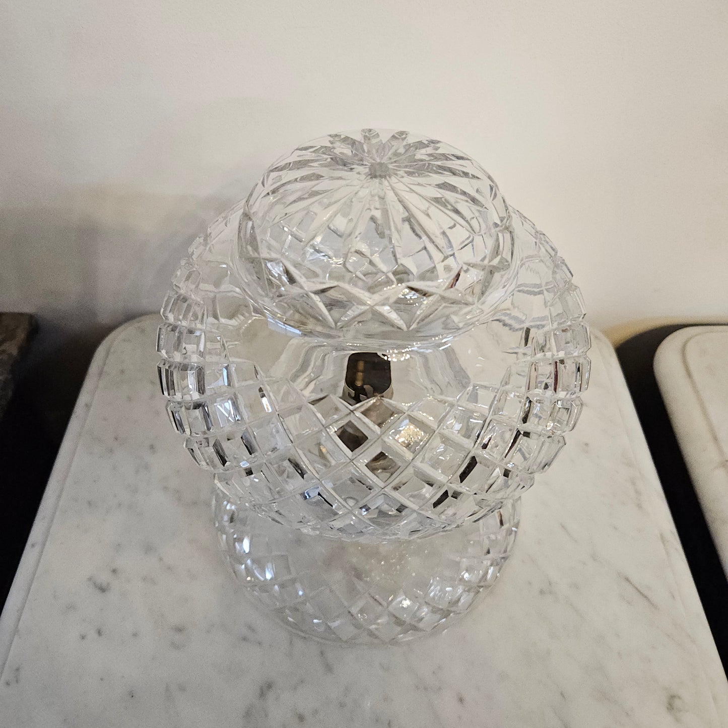 Vintage Art Deco Bohemian Crystal Table Lamp