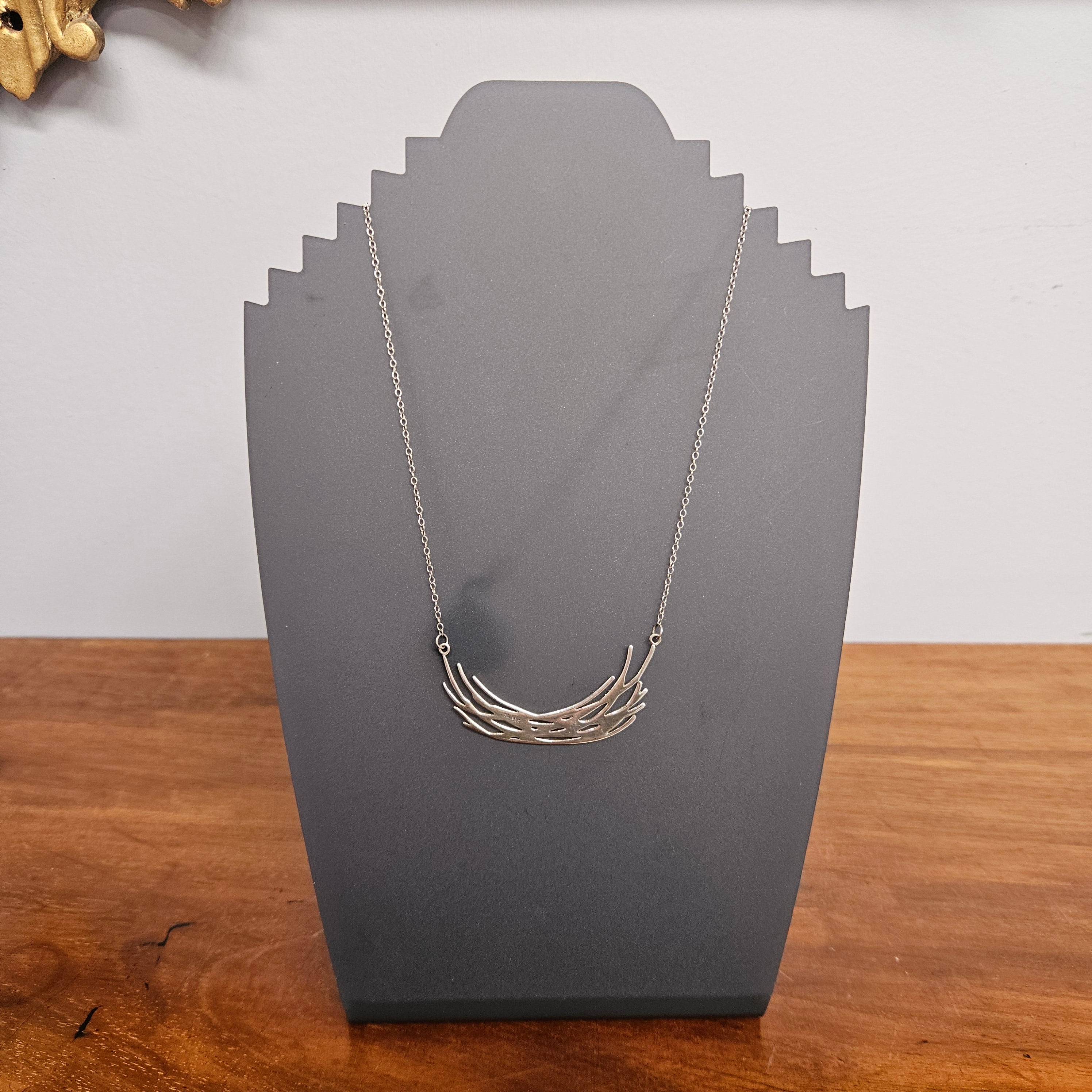 Sterling Silver Sculptural Organic Design Necklace