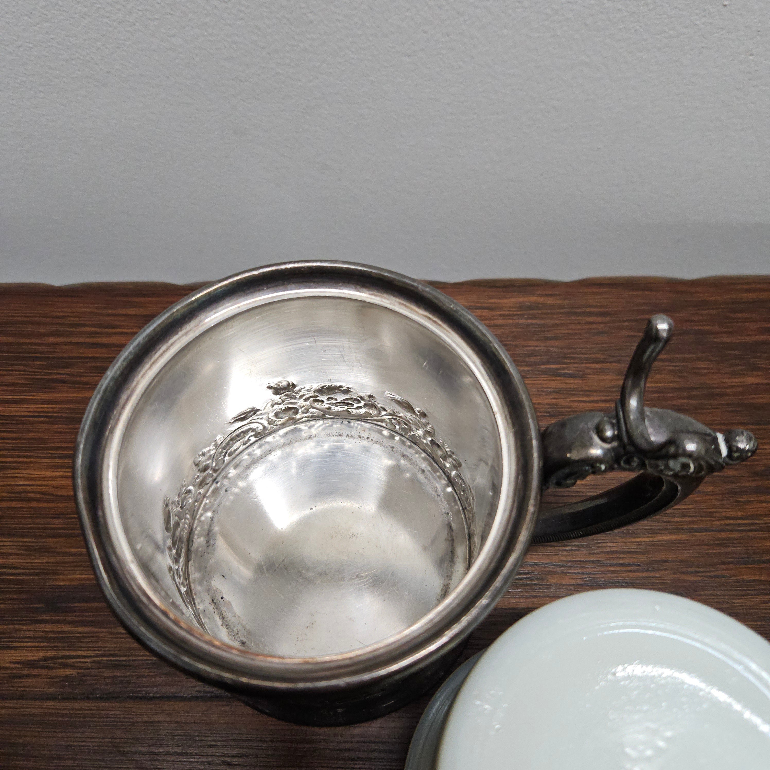 Antique USA Wilcox Silver Plate Co. Shaving Mug & Brush | Antique & Vintage | Moonee Ponds Antiques | Australia Wide Delivery