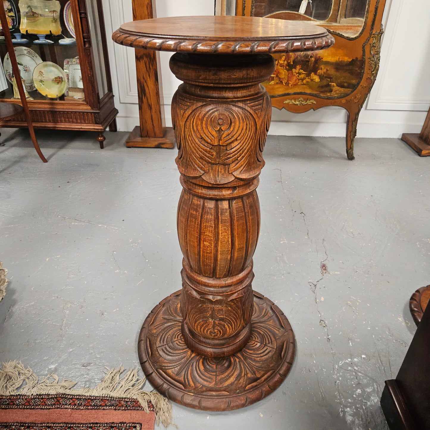 Nicely Carved  French Oak Pedestal