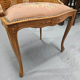 French Oak Louis XV Style Tapestry Upholstered Fauteuil