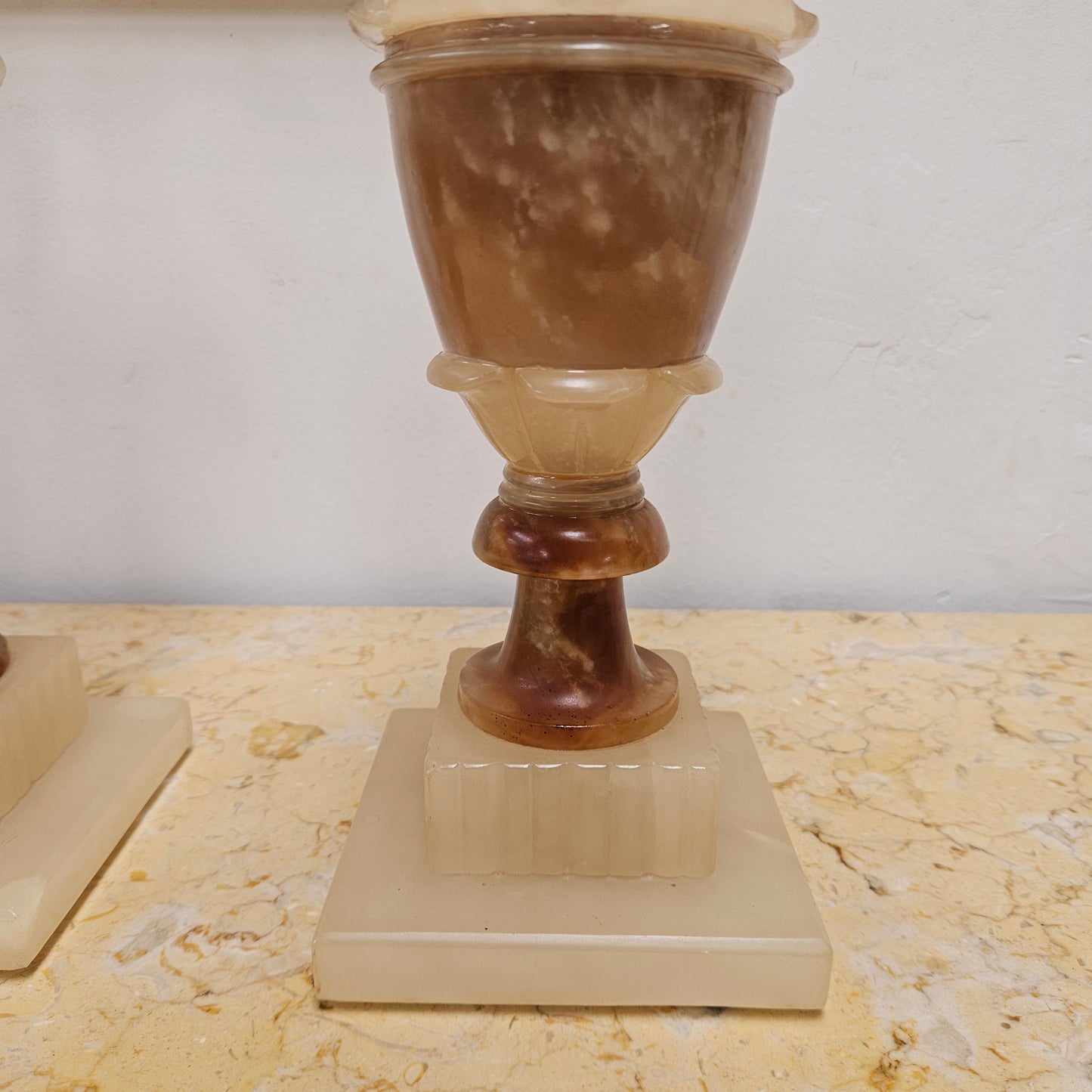 Antique Pair of Alabaster Urns