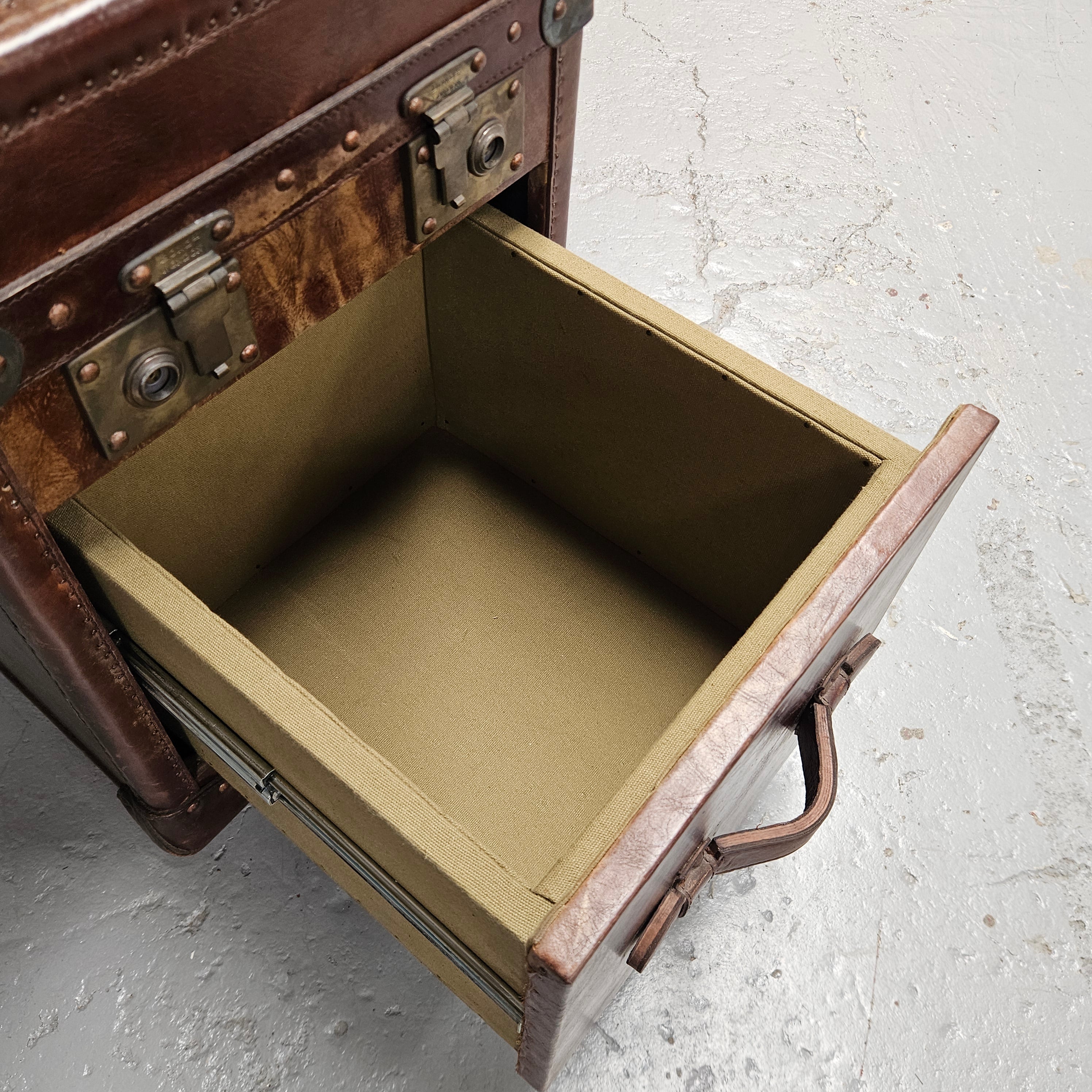 Portable Leather Filing Cabinet / Side Table | Antique & Vintage | Moonee Ponds Antiques | Australia Wide Delivery