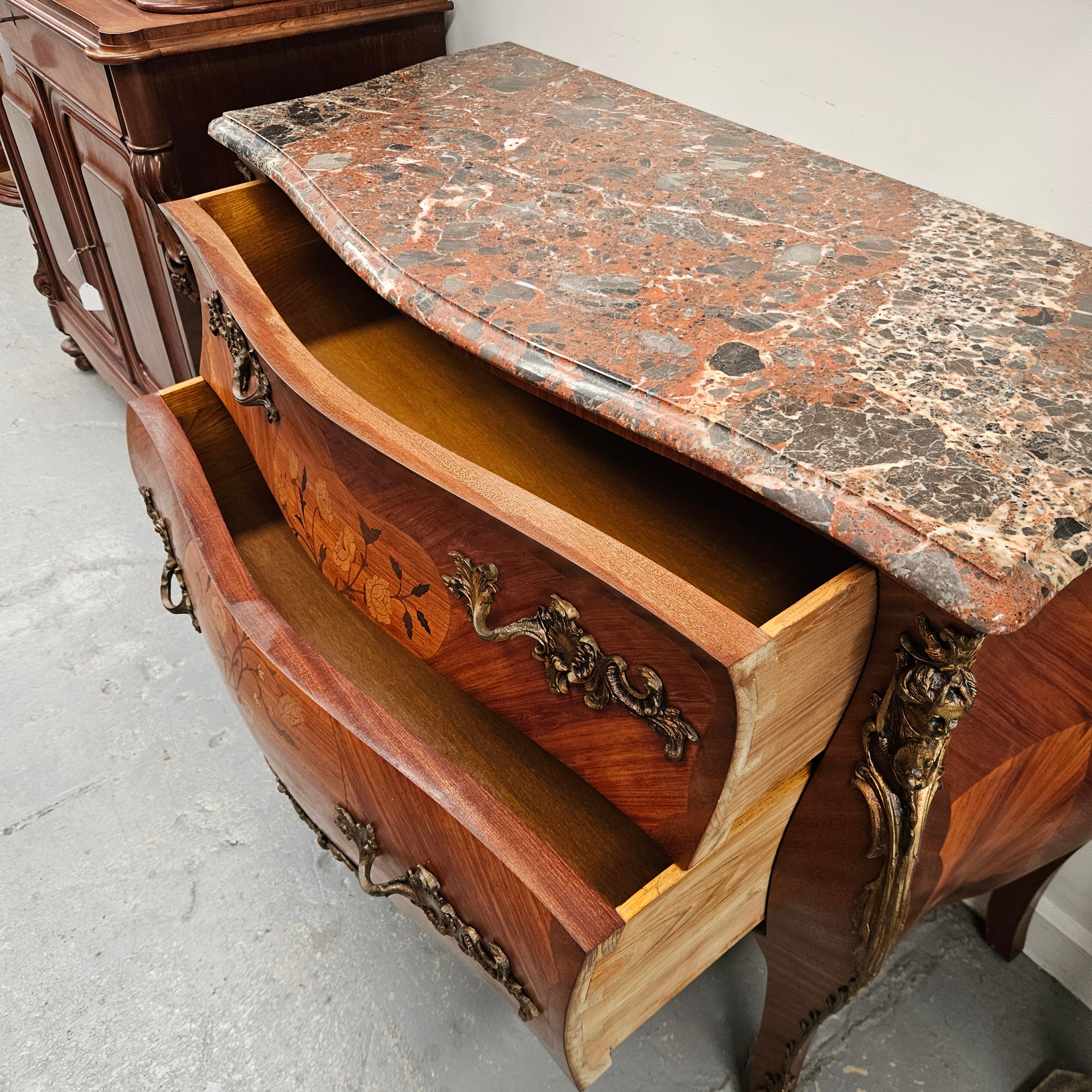 Louis 15th Style Kingwood Commode With Marble Top | Antique & Vintage | Moonee Ponds Antiques | Australia Wide Delivery
