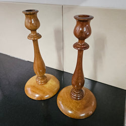 Pair Vintage Walnut Candlesticks | Antique & Vintage | Moonee Ponds Antiques | Australia Wide Delivery