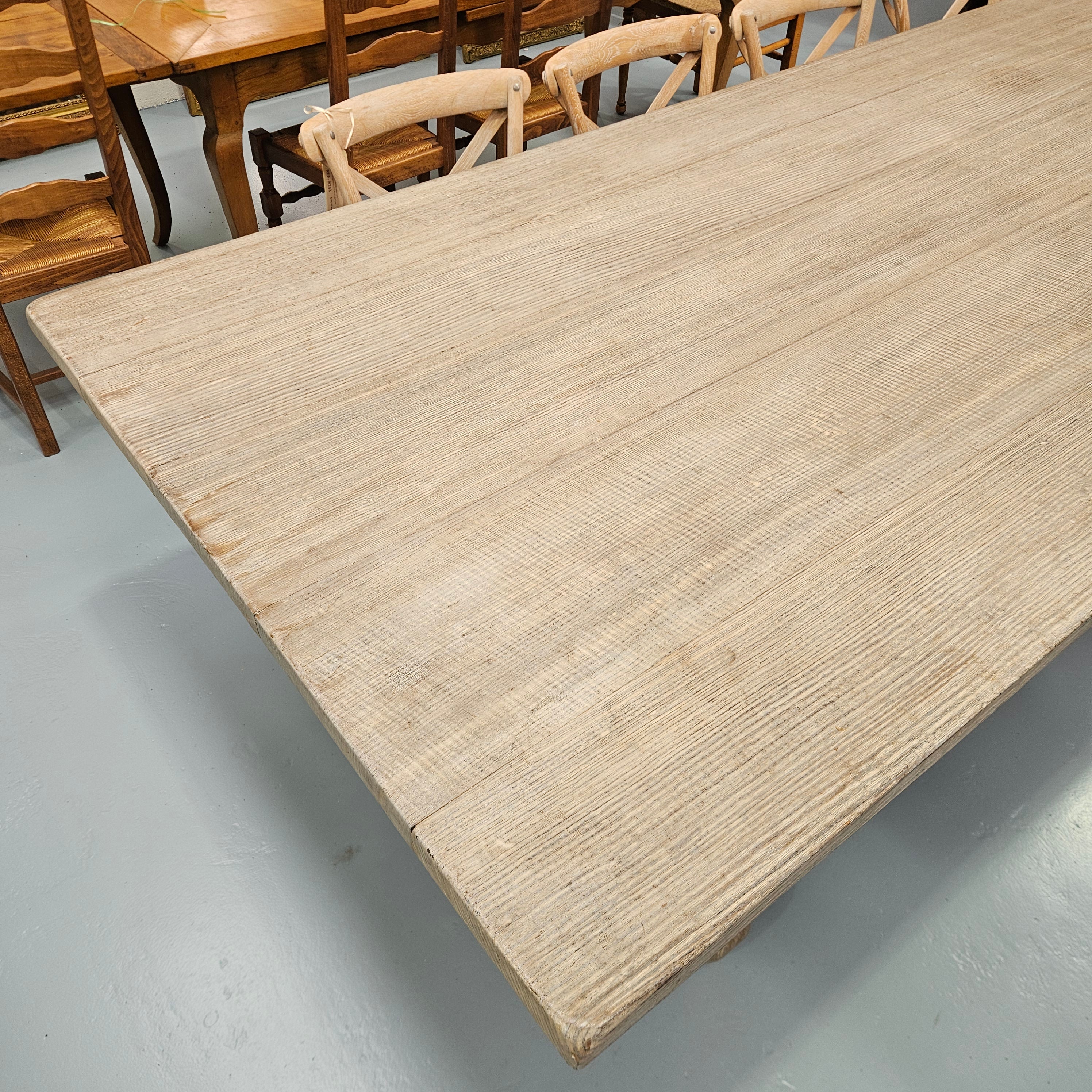 Large Antique French-Style Limewashed Dining Table