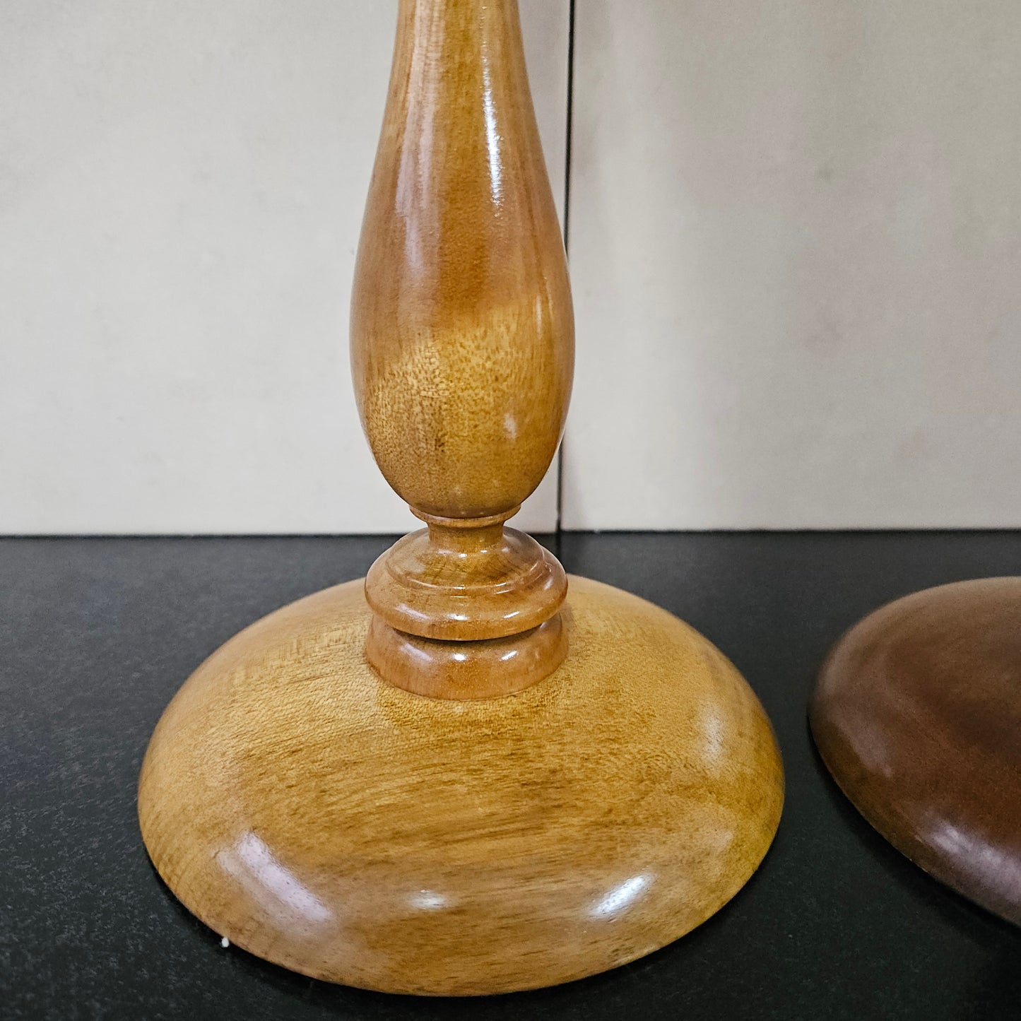 Pair Vintage Walnut Candlesticks