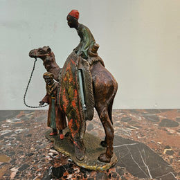 Antique Cold Painted Metal Vienna Figure Group "Carpet Seller"