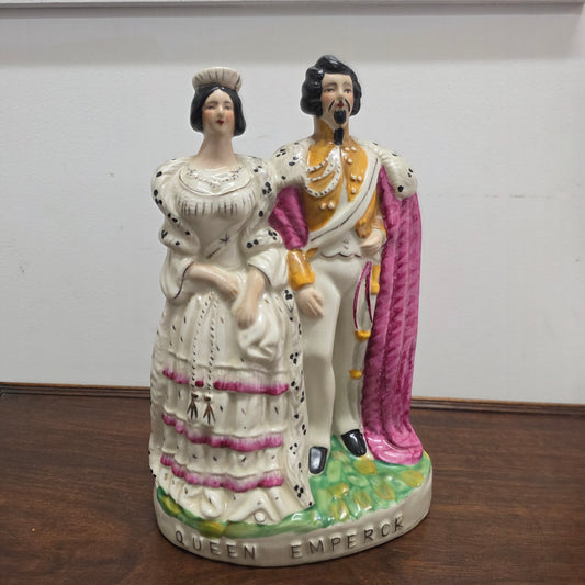 Victorian Staffordshire Victoria & Napolean III Statue