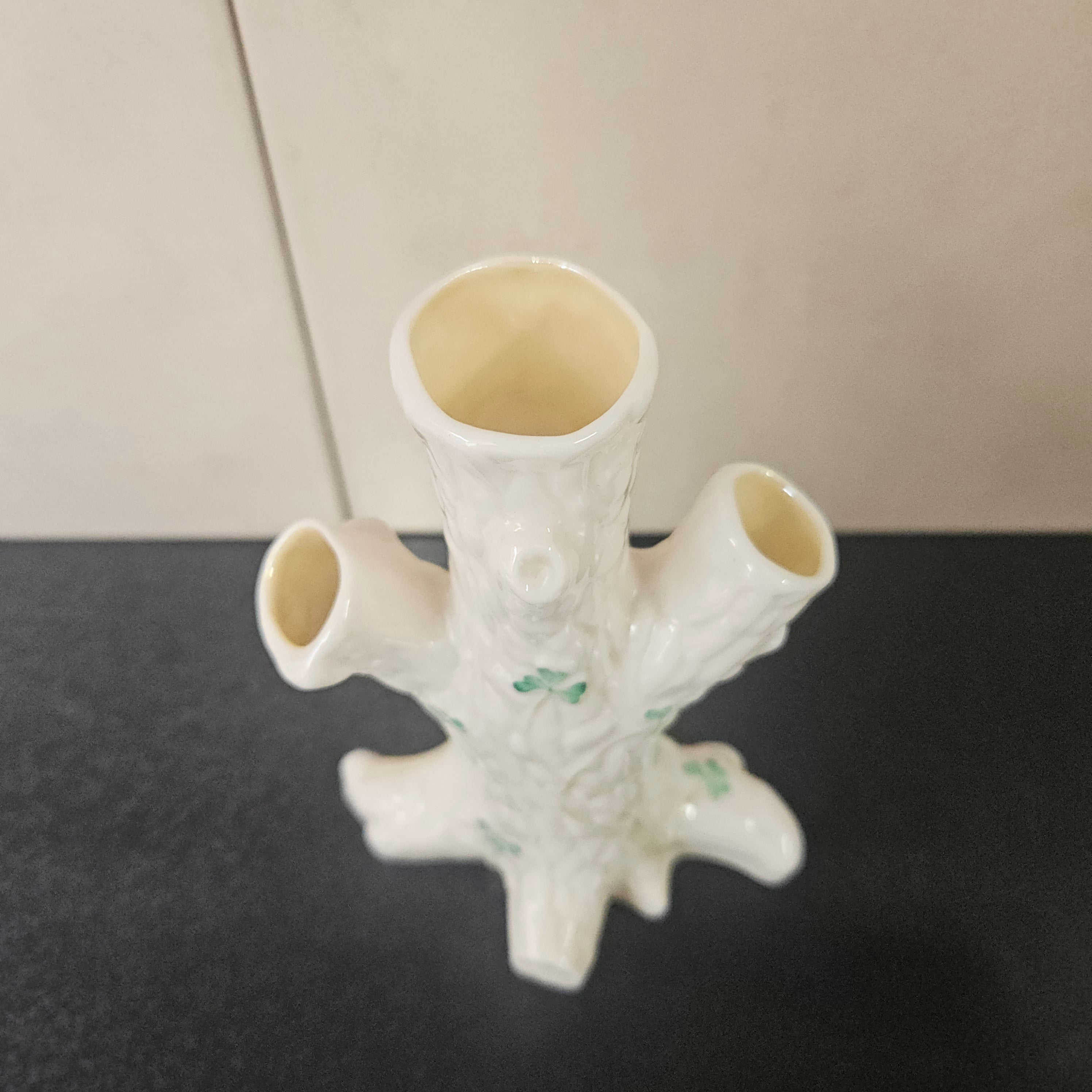 Belleek China Shamrock Tree Trunk Vase
