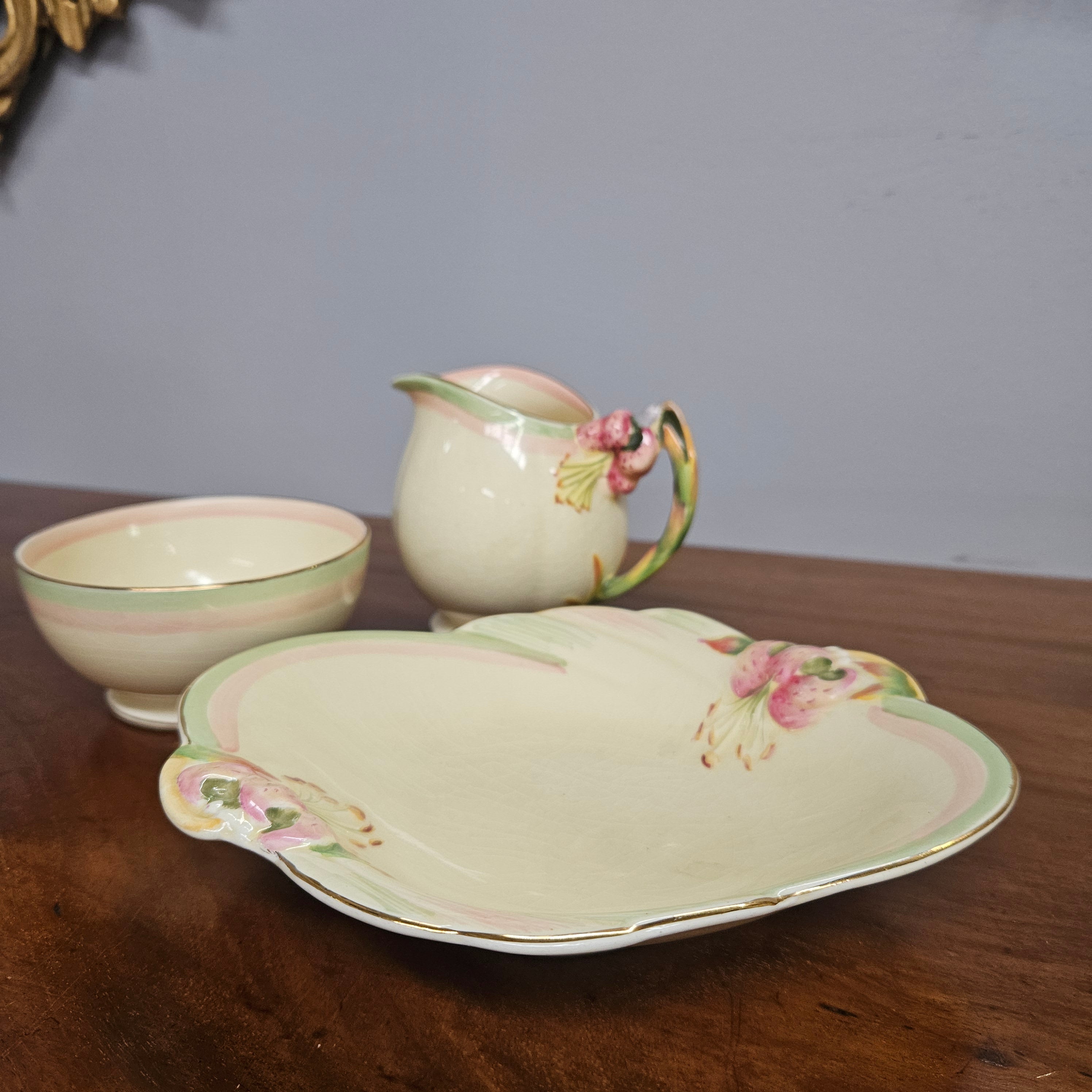 Royal Winton "Tiger Lily" Milk Jug, Sugar Bowl & Dish | Antique & Vintage | Moonee Ponds Antiques | Australia Wide Delivery