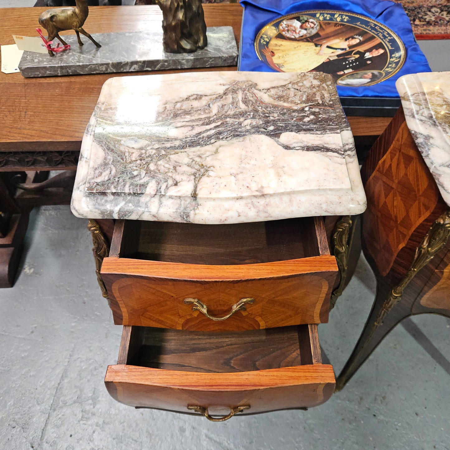 Louis XV Style Miniature Commode Marble Top Bedsides