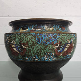 Antique Chinese Bronze & Cloisonne Planter