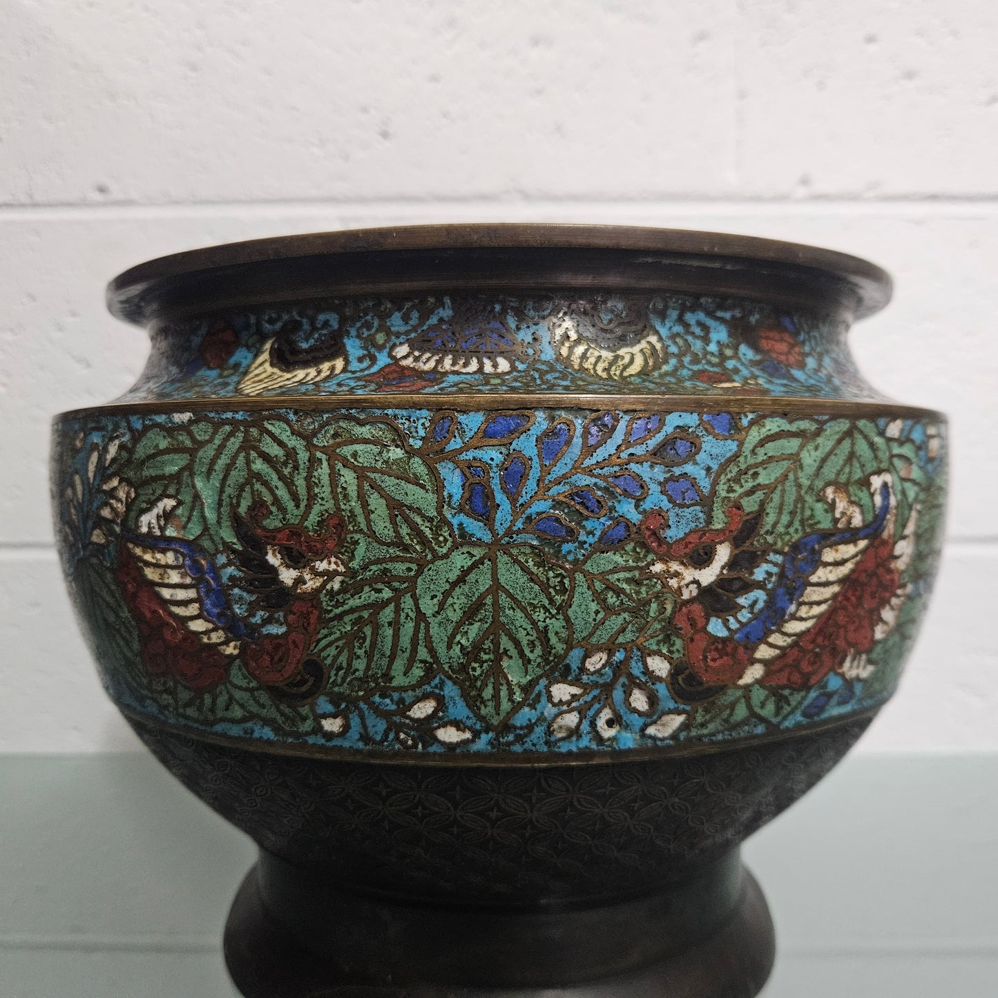 Antique Chinese Bronze & Cloisonne Planter