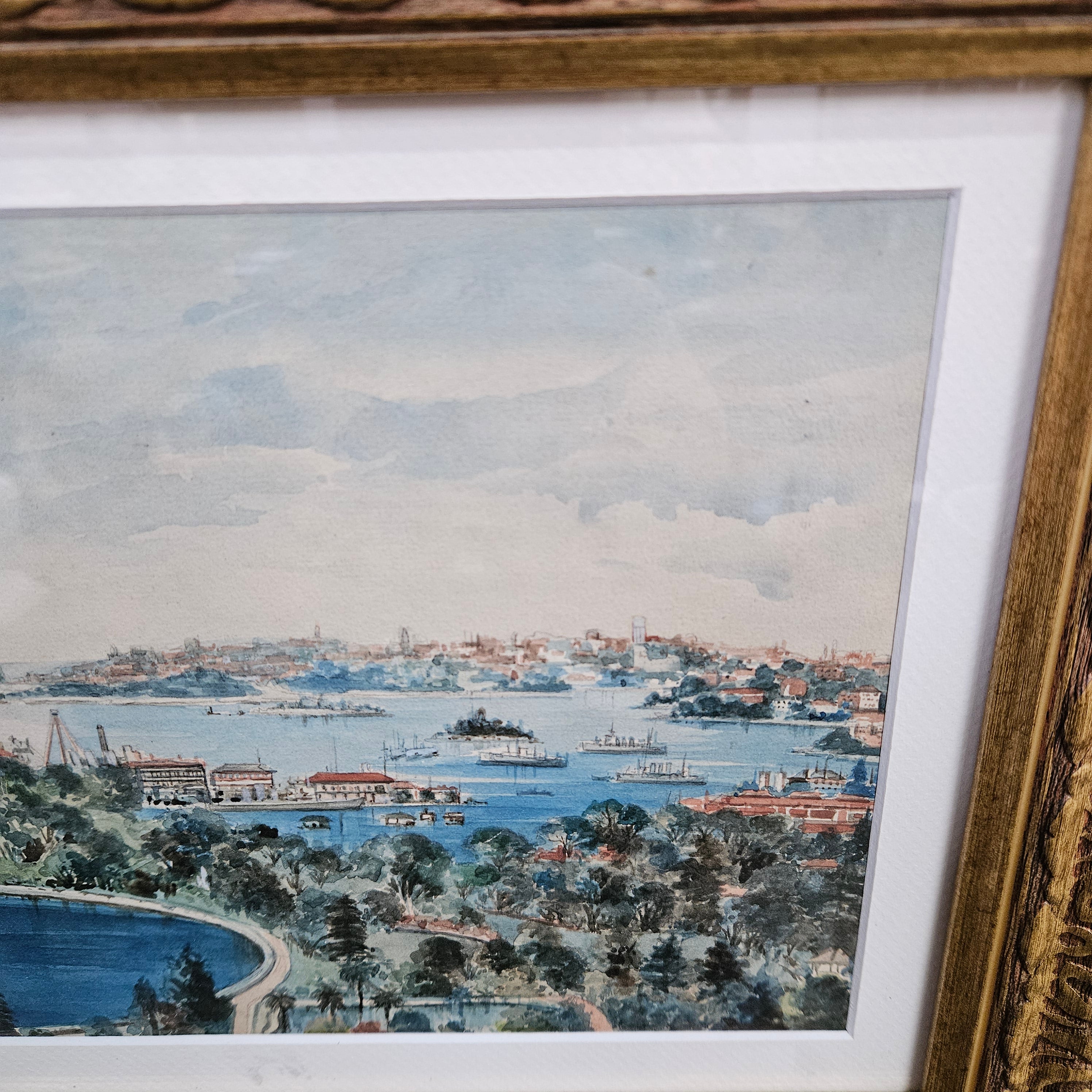 Signed Watercolour of Sydney Harbour 1932 | Antique & Vintage | Moonee Ponds Antiques | Australia Wide Delivery