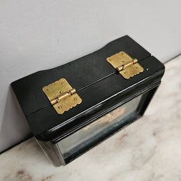 Chinese Lacquer & Brass Trinket Box