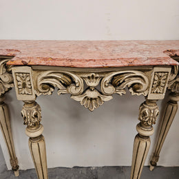 Louis XVI Style Painted Console Table With Marble Top