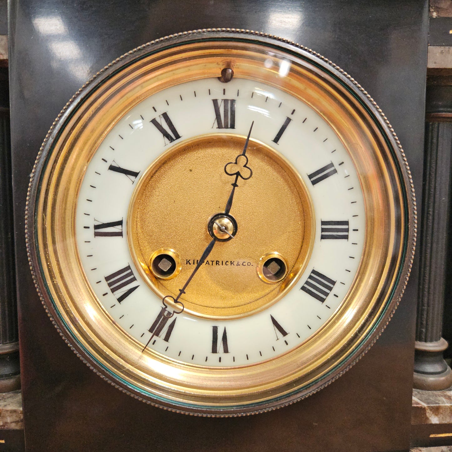 Stunning Kilpatrick & Co Mantle Clock Inlaid Marble/Slate Case