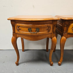 Pair of Vintage French Oak Louis 15th Style Single Drawer Bedsides | Antique & Vintage | Moonee Ponds Antiques | Australia Wide Delivery