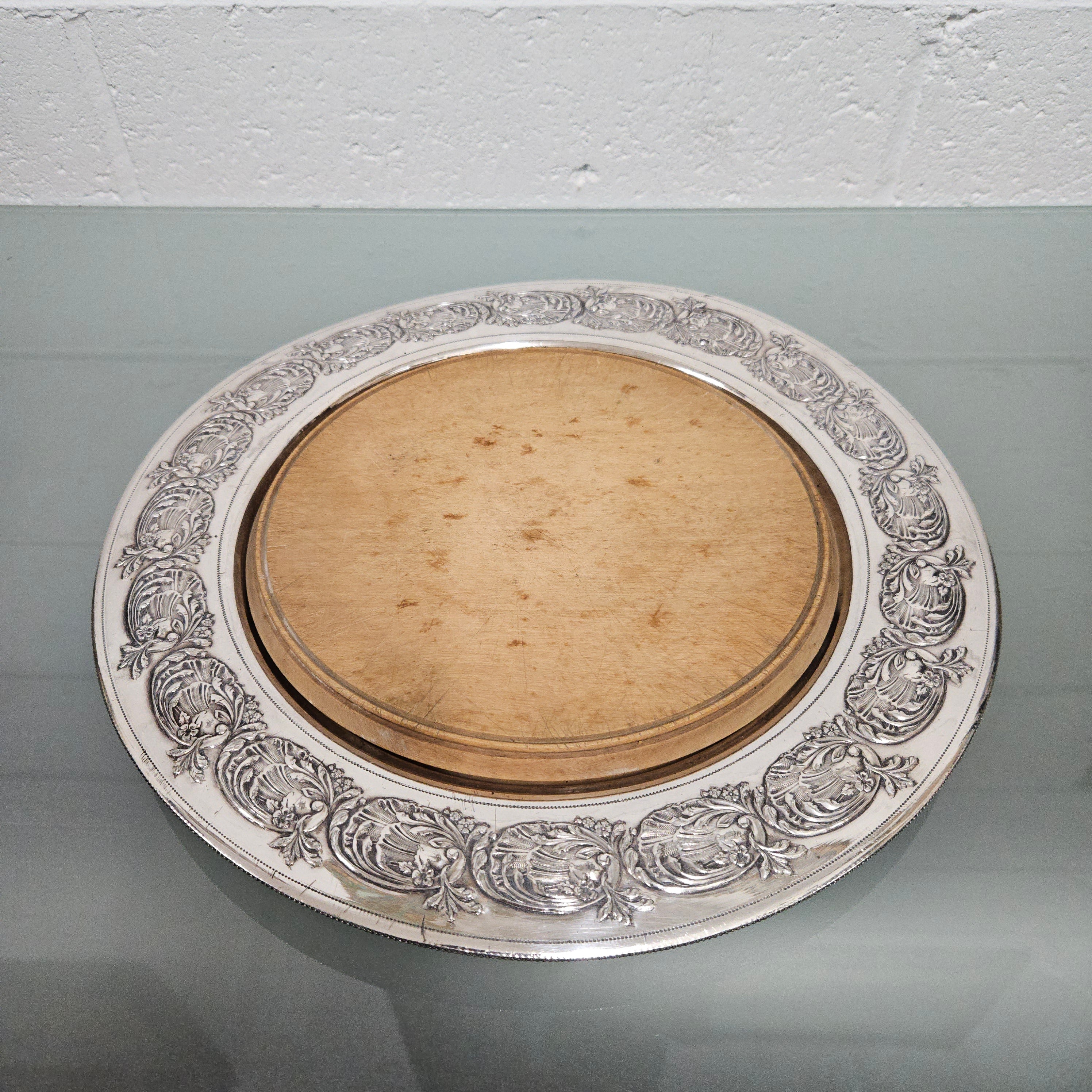 Edwardian Silver and Wooden Bread Cutting Board | Antique & Vintage | Moonee Ponds Antiques | Australia Wide Delivery