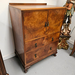 Figured Walnut Antique Two Door & Drawer Cabinet | Antique & Vintage | Moonee Ponds Antiques | Australia Wide Delivery