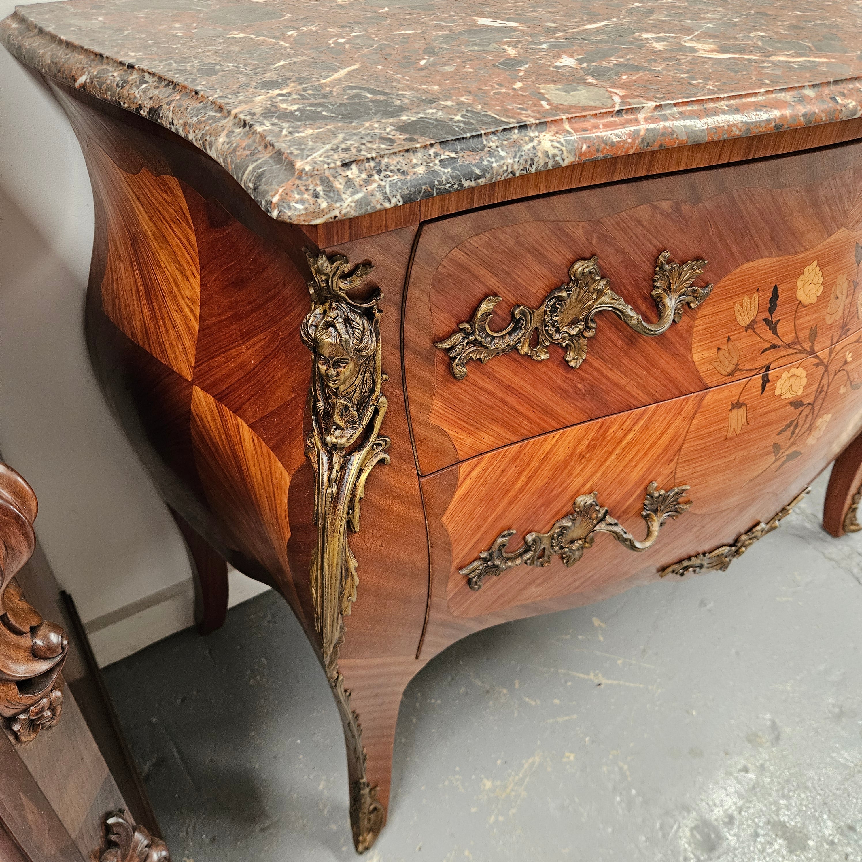 Louis 15th Style Kingwood Commode With Marble Top