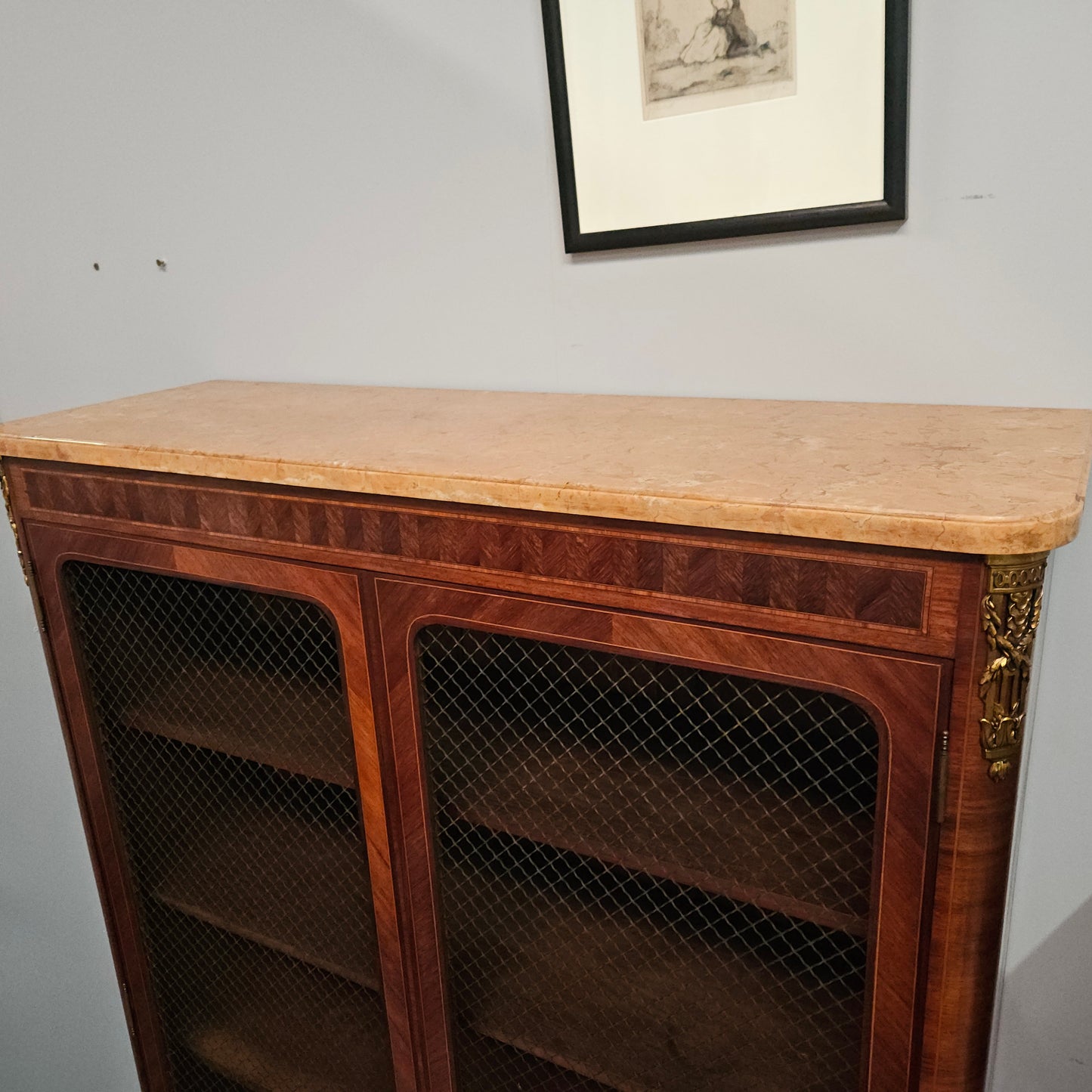 Antique Louis XVI Style French Inlaid Kingwood Bookcase