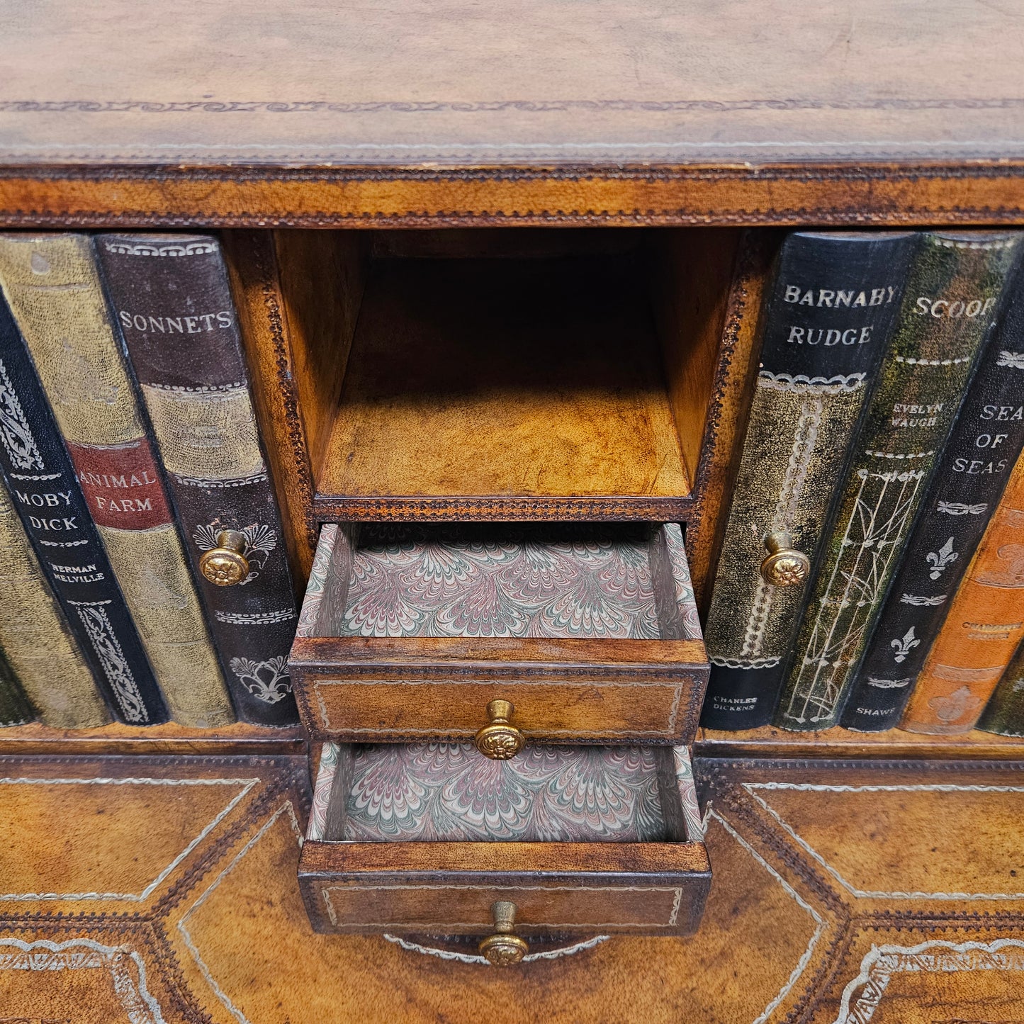 Spanish Empire Style Leather, Iron & Brass Desk