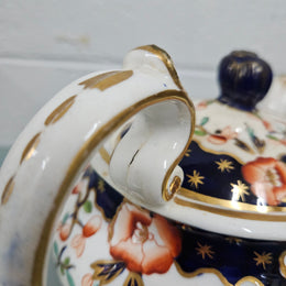 Antique Ridgway Porcelain Hand Painted Gilt & Floral Decorated Teapot Circa 1825