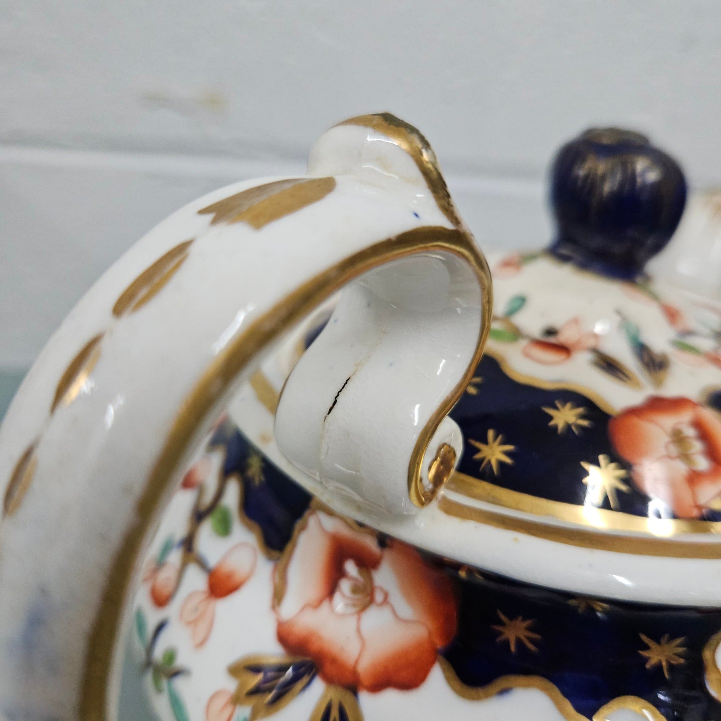 Antique Ridgway Porcelain Hand Painted Gilt & Floral Decorated Teapot Circa 1825