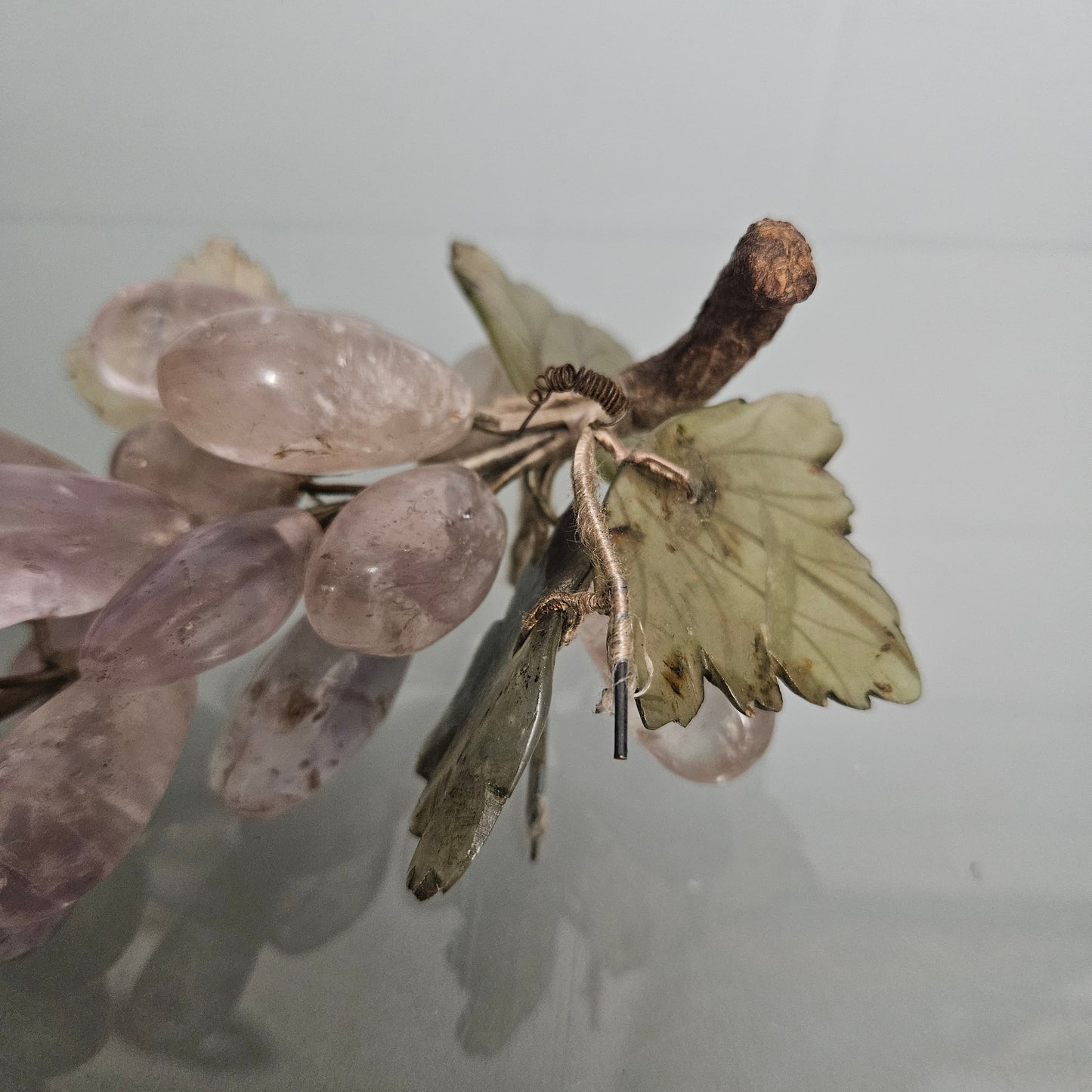Vintage Cluster Of Amethyst & Jade Grapes & Leaves