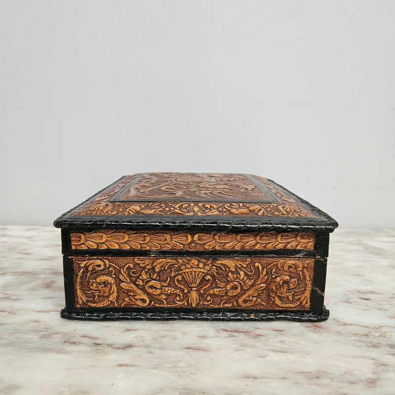 Vintage Spanish Embossed Leather Trinket/Jewellery Box