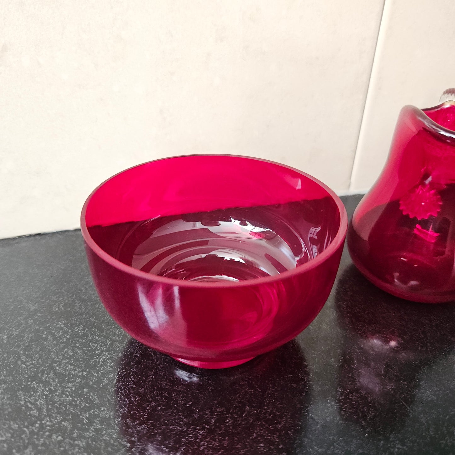 Ruby Glass Jug & Bowl