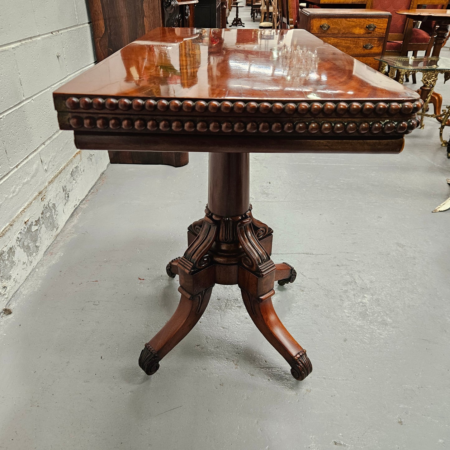 Lovely William IV Games Table In Flame Mahogany