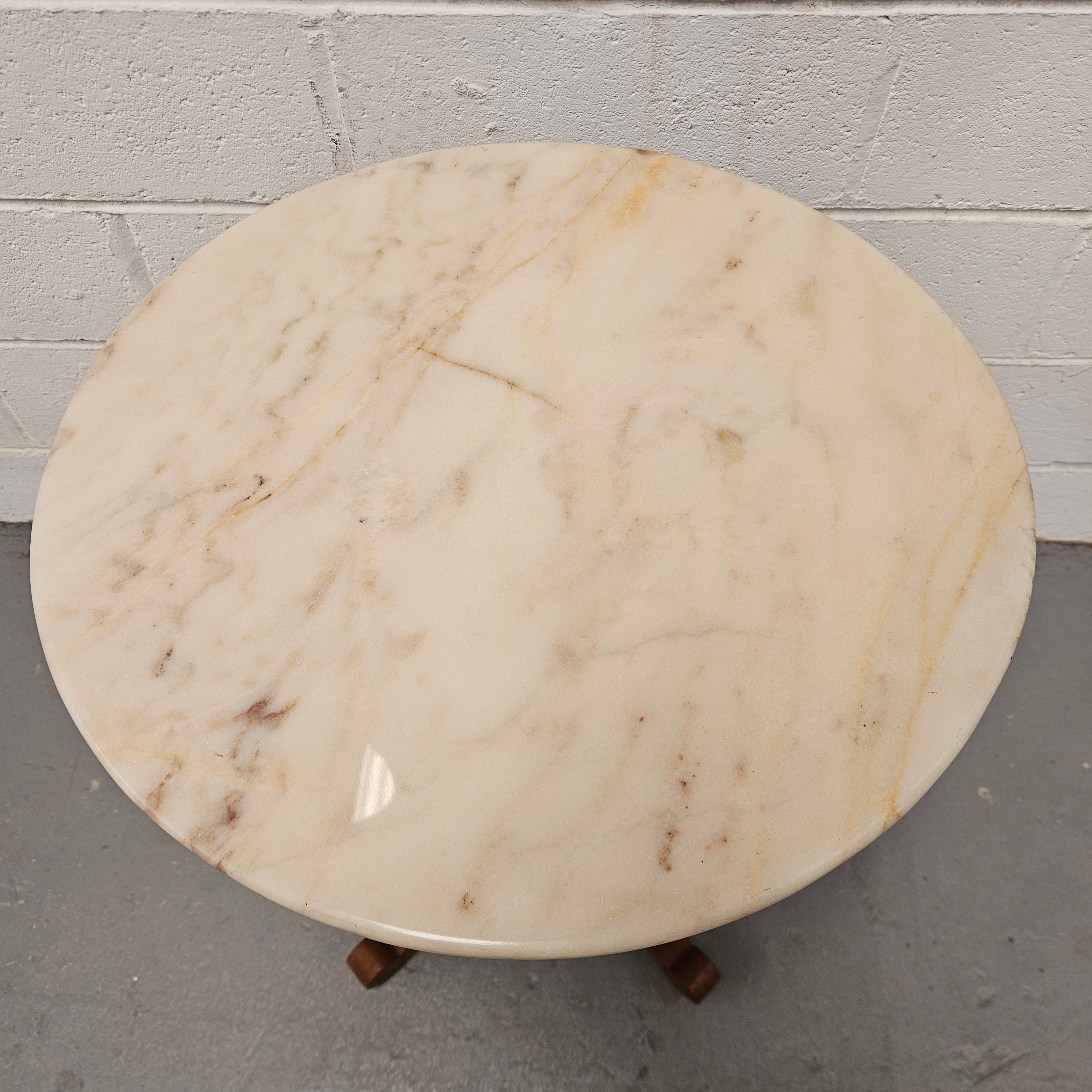 Vintage Mahogany Marble Top Round Table