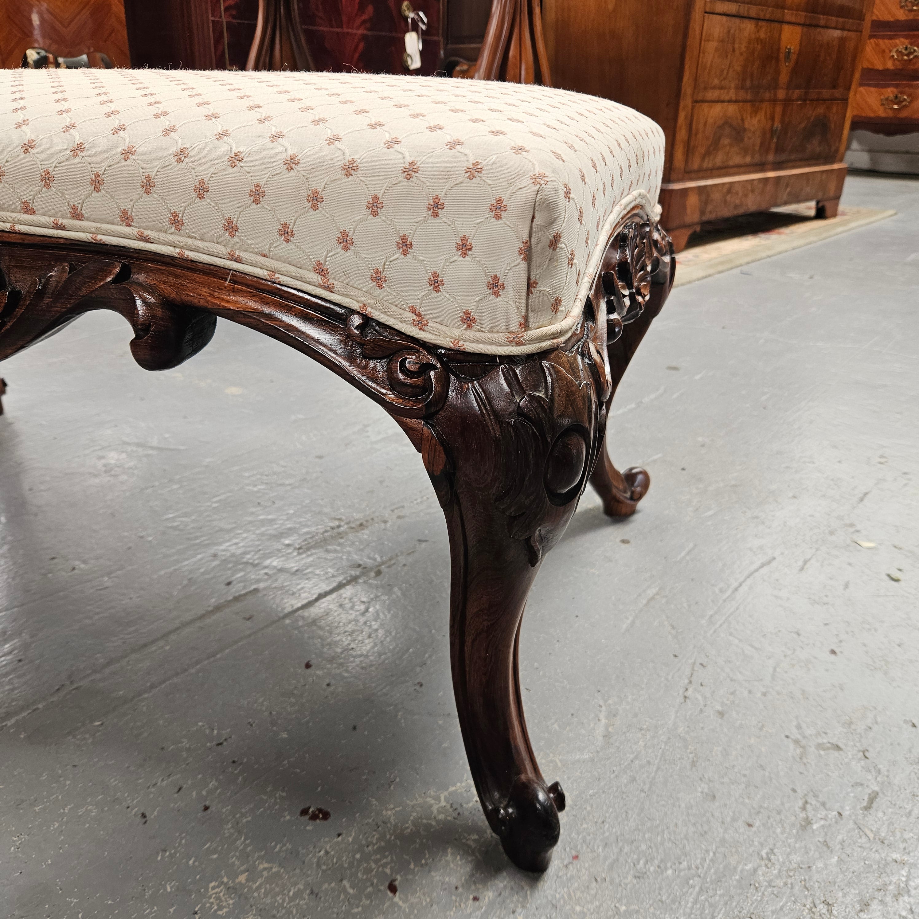 Antique George III Style Double Rosewood Upholstered Stool
