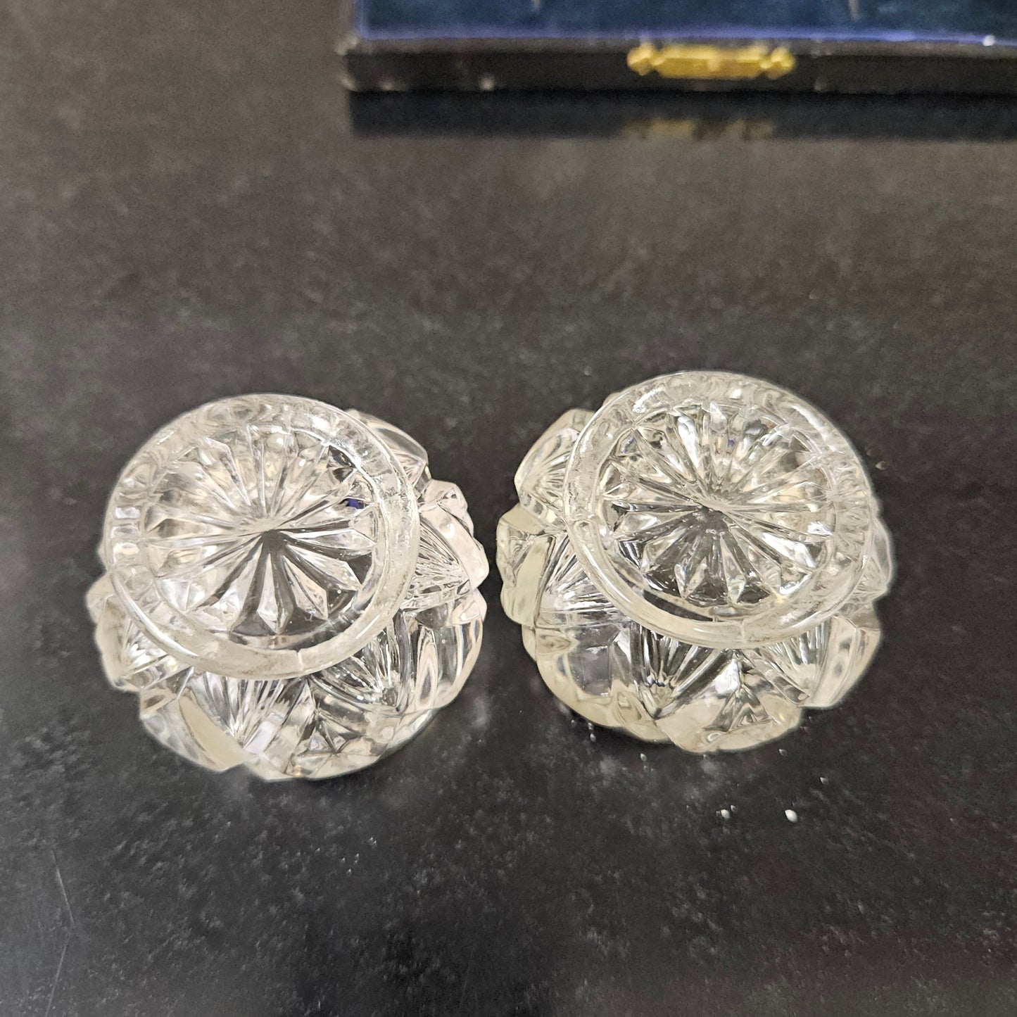 Pair Of Sterling Silver/Crystal Salts