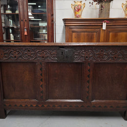 18th Century French Oak Coffer Featuring Beautiful Carvings