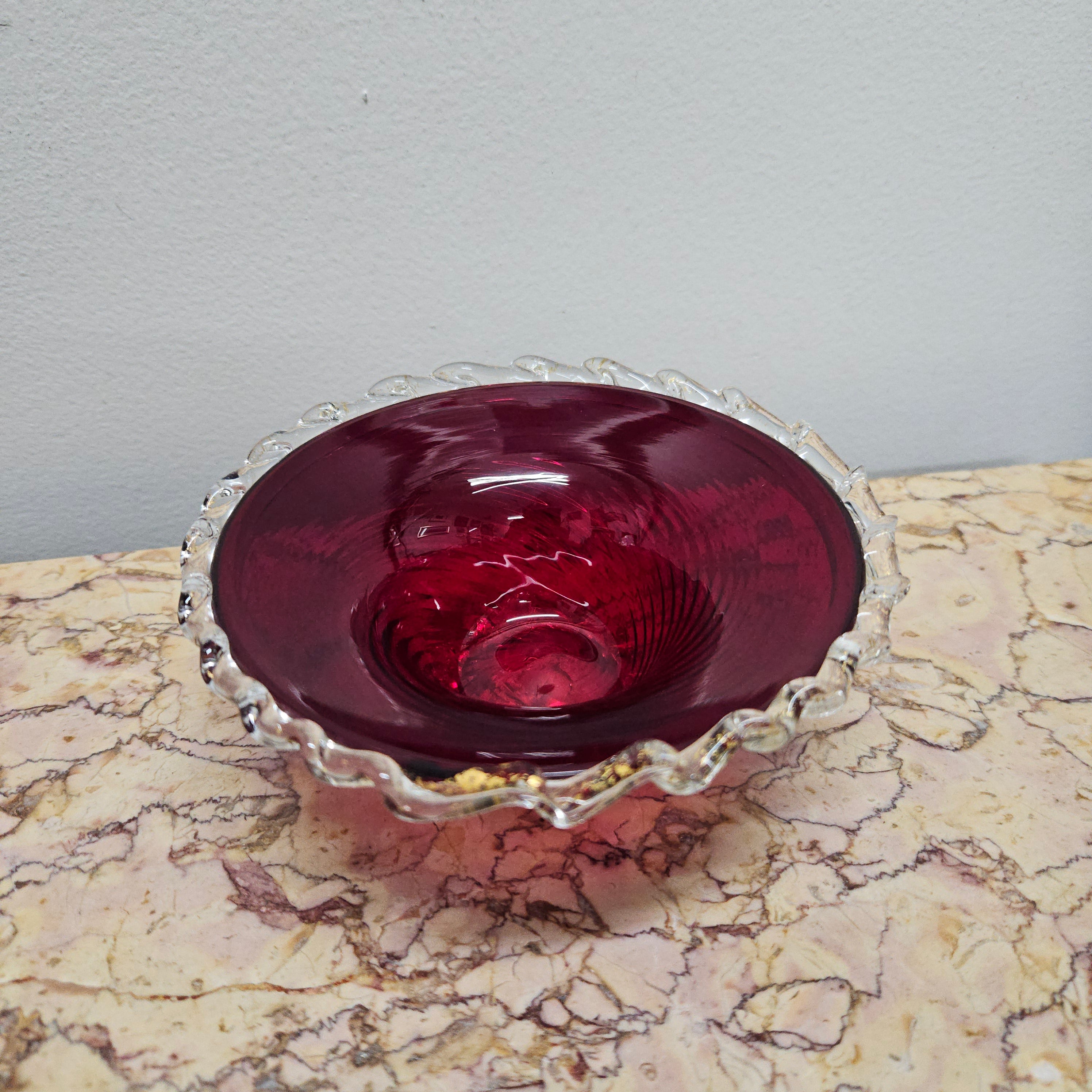 Venetian Ruby & Aventurine Glass Bowl | Antique & Vintage | Moonee Ponds Antiques | Australia Wide Delivery