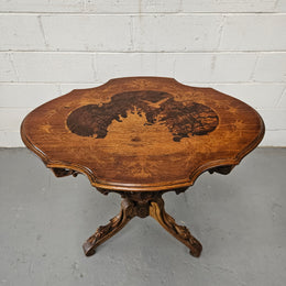 Antique Victorian Inlaid Tilt Top Occasional Table