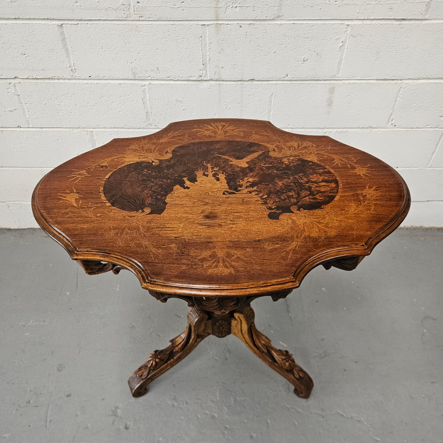 Antique Victorian Inlaid Tilt Top Occasional Table