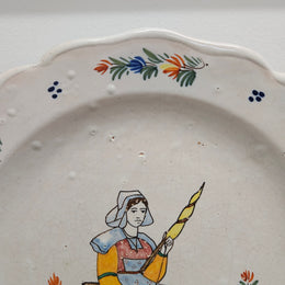 Rustic Hand Painted 19th Century Quimper Majolica Plate