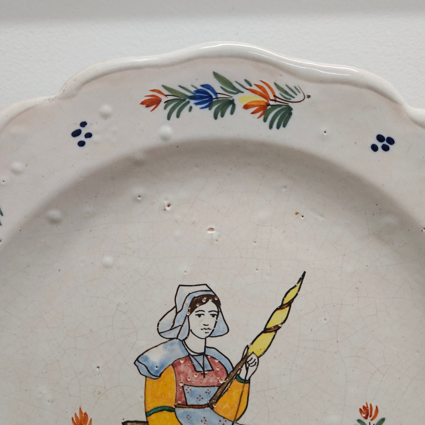 Rustic Hand Painted 19th Century Quimper Majolica Plate