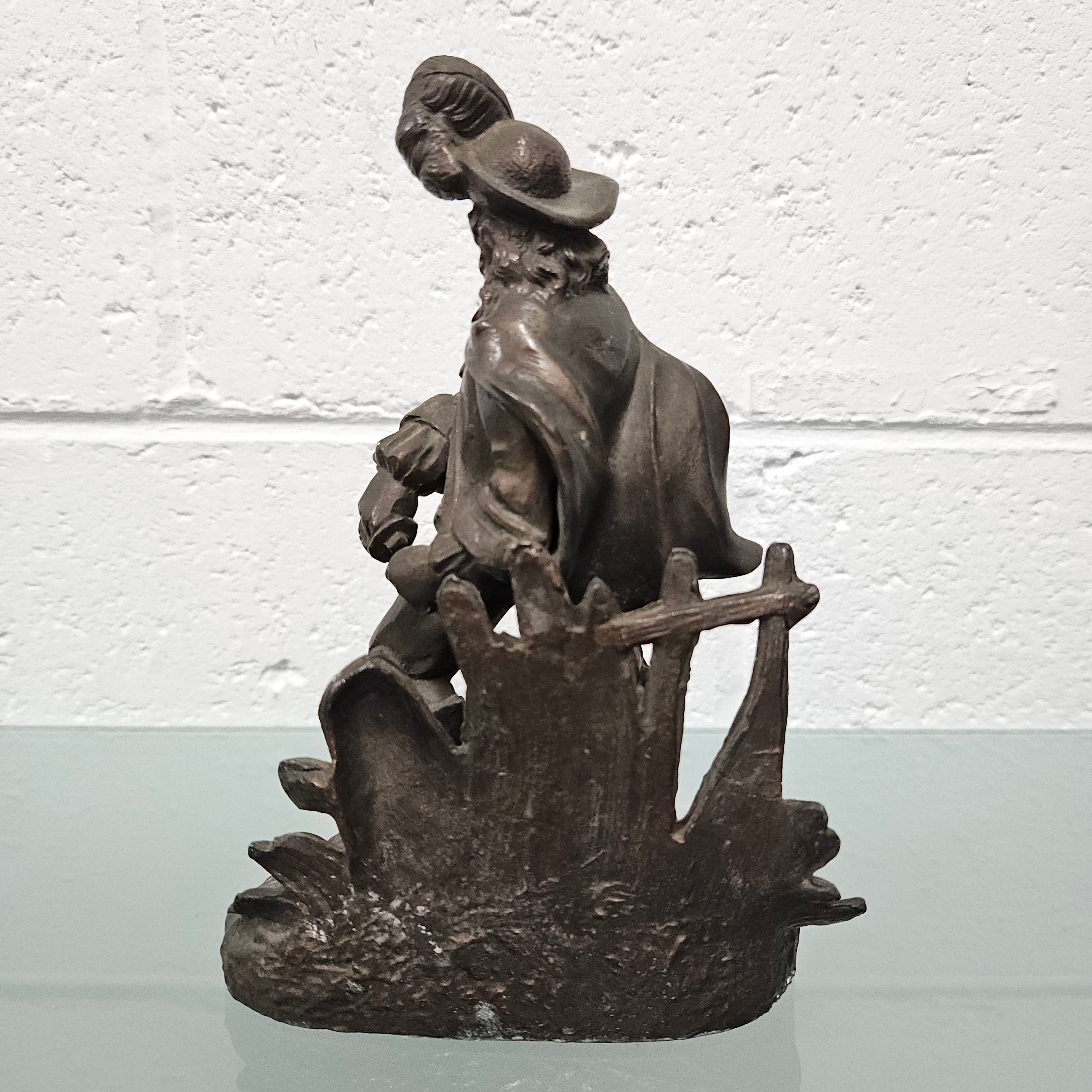 Antique Bronzed Spelter Musketeer Figure