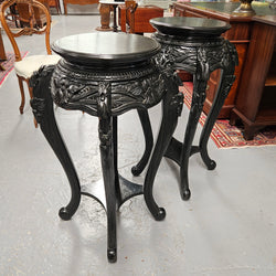 Pair Vintage Chinese Carved Ebonised Pedestals | Antique & Vintage | Moonee Ponds Antiques | Australia Wide Delivery