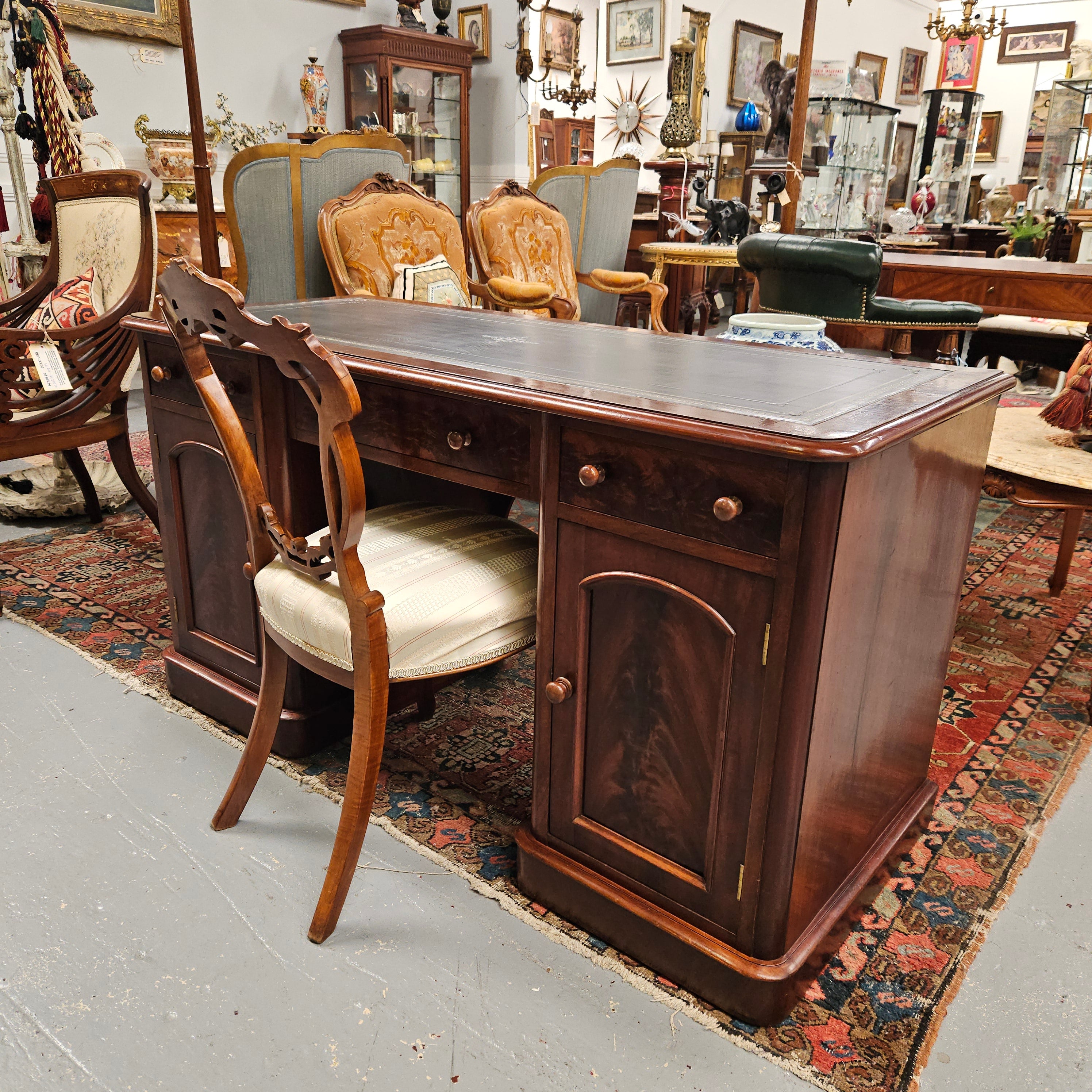 Mid Victorian Leather Top Mahogany Desk | Antique & Vintage | Moonee Ponds Antiques | Australia Wide Delivery