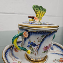 Stunning French Sevres Style Sucrier With Butterfly Lid | Antique & Vintage | Moonee Ponds Antiques | Australia Wide Delivery