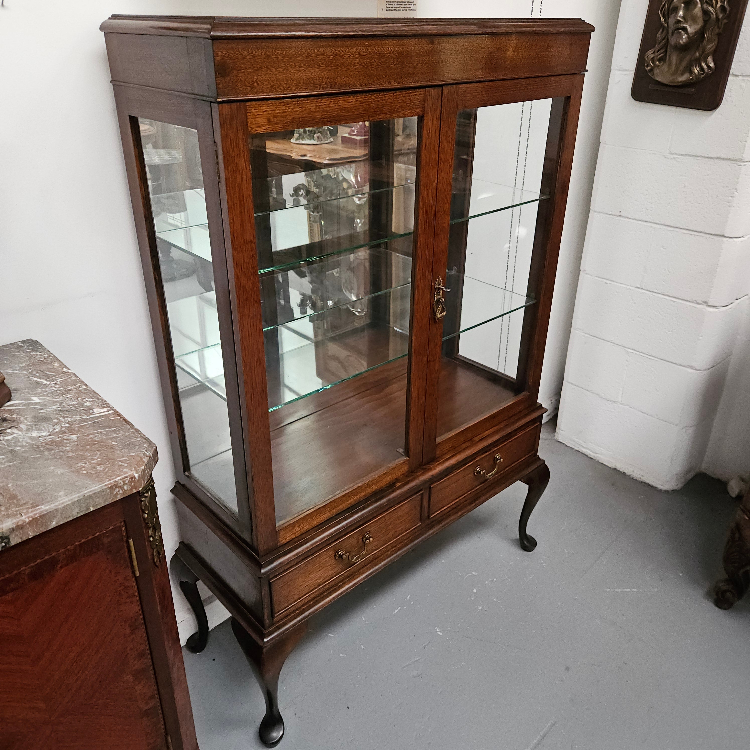 Two Door Display Cabinet With Two Drawers | Antique & Vintage | Moonee Ponds Antiques | Australia Wide Delivery