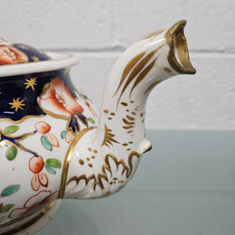 Antique Ridgway Porcelain Hand Painted Gilt & Floral Decorated Teapot Circa 1825