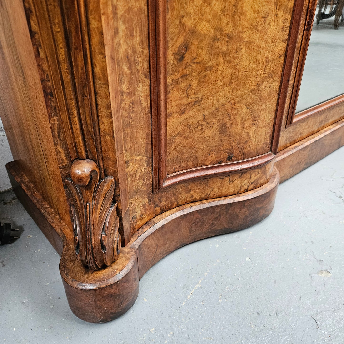 Elegant Figured Walnut Crendza With Marble Top
